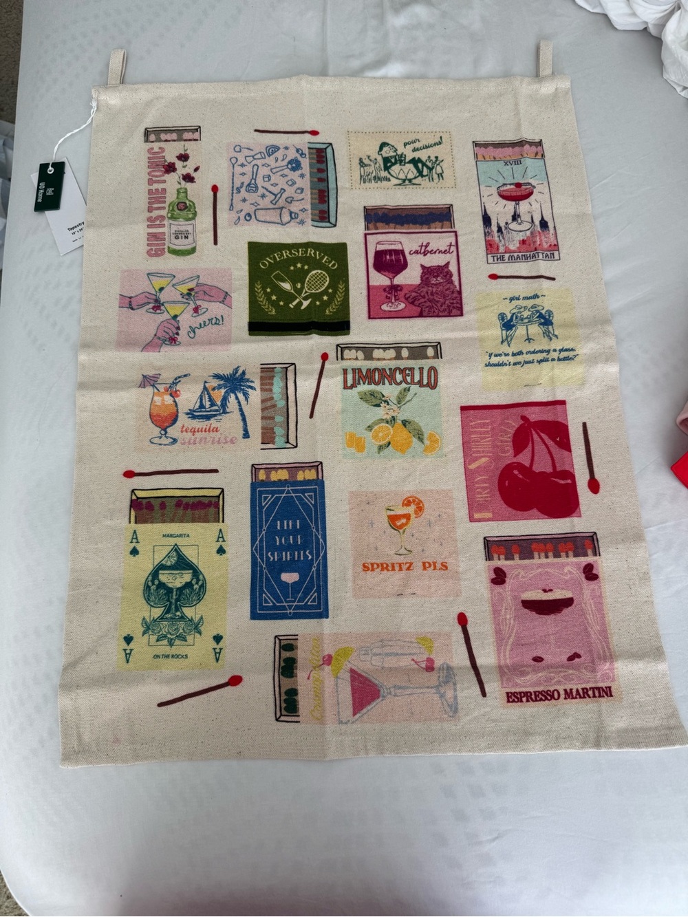 Urban Outfitters Cocktail Matchbook Print Tea Towel - Colorful Graphic NWT